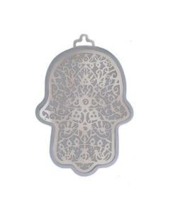 Emanuel Anodized Aluminum Hamsa with Pomegranate Cutout  - Silver