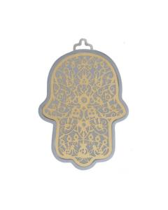 Yair Emanuel Small Anodized Aluminum Hamsa  with Pomegranate Cutout - Brass
