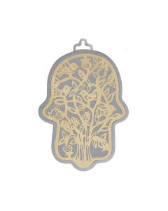 Yair Emanuel Small Anodized Aluminum Hamsa  with Birds Cutout - Brass