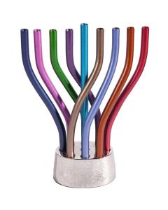 Anodized Flame Menorah-- Multicolor - Yair Emanuel Collection