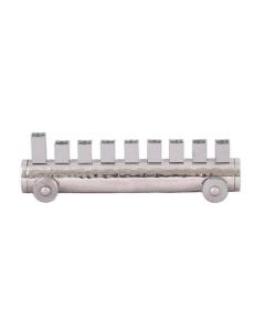 Hammered & Anodized Small Train Menorah - Silver - Yair Emanuel Collection