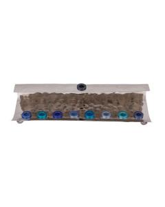 Hammered Wave Menorah - Blue - Yair Emanuel Collection