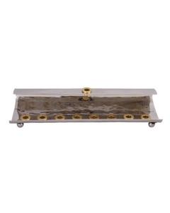 Hammered Wave Menorah - Brass - Yair Emanuel Collection