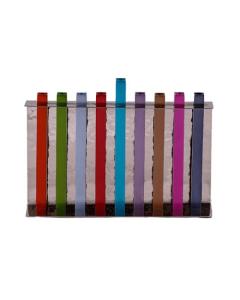 Hammered Menorah w/ Anodized Branches - Multicolor - Yair Emanuel Collection