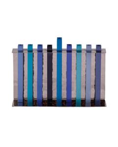 Hammered Menorah w/ Anodized Branches - Blue - Yair Emanuel Collection
