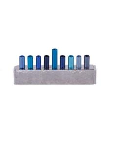 Anodized & Hammered Strip Menorah Small - Blue - Yair Emanuel Collection