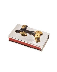 Emanuel Large Hammered Matchbox Holder w/ Pomegranate Branch