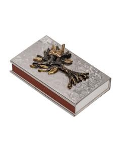 Emanuel Large Hammered Matchbox Holder w/  Tree of Life Branch