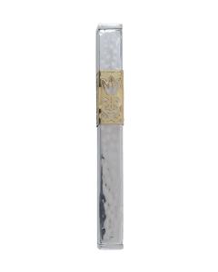 Emanuel Metal Mezuzah Case w/ Metal cutout - Hammered 12cm
