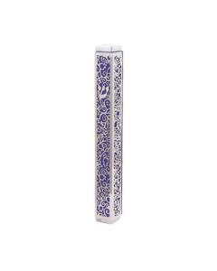 Emanuel Anodized Mezuzah Case w/ Metal Cutout  - Pomegranate Purple