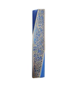 Emanuel Geometric Mezuzah Case - Pomegranate - Blue