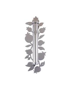 Emanuel Mezuzah Case w/ Metal Cutout-Pomegranate
