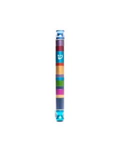 Anodized Cylinder Mezuzah Case Stripes - Multicolor