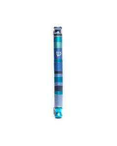 Anodized Cylinder Mezuzah Case Stripes - Blue