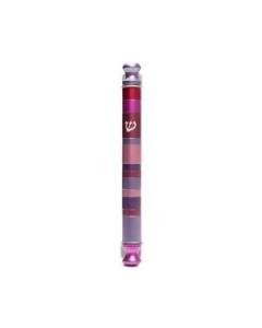 Anodized Cylinder Mezuzah Case Stripes - Maroon