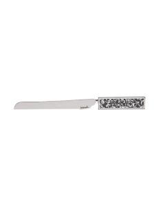 Emanuel Challah Knife Porcelain w/ Metal Cutout-Pomegranate - Green
