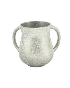 Small Emanuel Metal Washing Cup Marble Coating - Silver