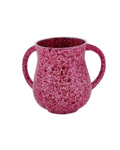 Small Emanuel Metal Washing Cup Marble Coating - Maroon