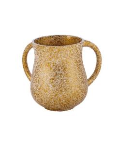 Small Emanuel Metal Washing Cup Marble Coating - Gold