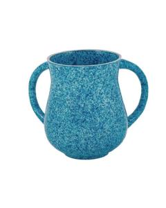 Small Emanuel Metal Washing Cup Marble Coating - Light Blue