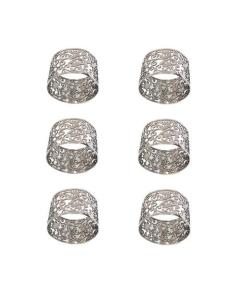 Emanuel Lace Napkin Rings, Set of 6 - Pomegranate - Silver