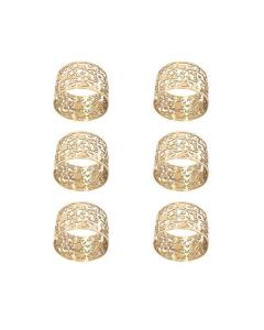 Emanuel Lace Napkin Rings, Set of 6 -  Pomegranate - Gold