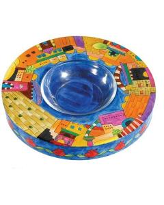 Emanuel Wood Painted Honey Plate - Jerusalem