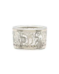 Glass Salt Dish-Metal Cutout - Pomegranate Silver