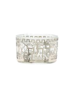 Glass Salt Dish-Metal Cutout - Jerusalem Silver