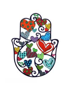 Medium Emanuel Enamel Lacquer Hamsa with Hearts