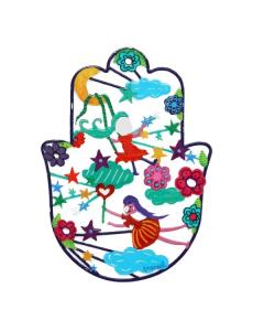 Medium Emanuel Enamel Lacquer Hamsa with Fairies