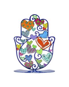 Emanuel Laser-Cut Standing Hamsa - Hearts