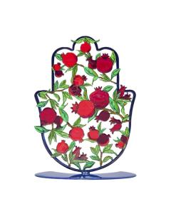 Emanuel Laser-Cut Standing Hamsa - Red Pomegranates