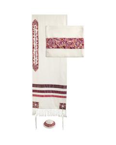 Emanuel Embroidered Tallit, Magen David-- Pink/Maroon