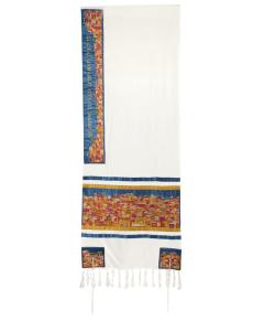 Emanuel Tallit Embroidered Jerusalem-- Multicolor