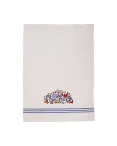 Embroidered Hand Towel w/ Blue Lines  - Yair Emanuel Collection (Hearts)