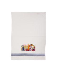 Embroidered Hand Towel w/ Blue Lines  - Yair Emanuel Collection (Jerusalem)