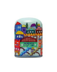 Emanuel Metal Painted Tzedakah Box - Jerusalem Light