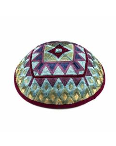 Emanuel Embroidered Kippah Geometric-- Multicolor