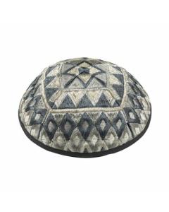 Emanuel Embroidered Kippah Geometric-- Silver