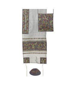 Emanuel Machine Embroidered Tallit Set-- Pomegranates