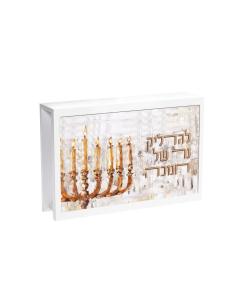 Leatherite Artwork Chanukah Matchbox - Jerusalem Fire -