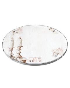 Round Leatherite Blush Rose Artwork Hadlakos Neiros Tray