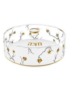 Golden Branch Round Matzah Box