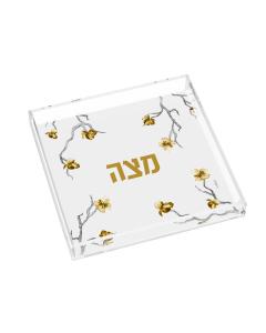 Golden Branch Square Matzah Plate