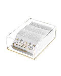 Lay-Flat Towel Box with Golden Branch Towels