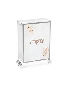Leatherite Artwork Tzedakah Box - Blush Rose