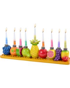 Hand Painted Resin Menorah - Fresh Fruits