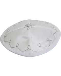 Bris Kippah White and Silver