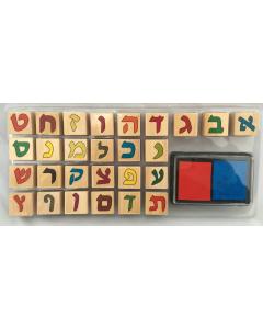 Wood Alef Bet Stamp Set
